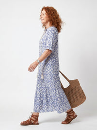 Ottoline | Tassel Tie Neck Printed Midi Dress Front