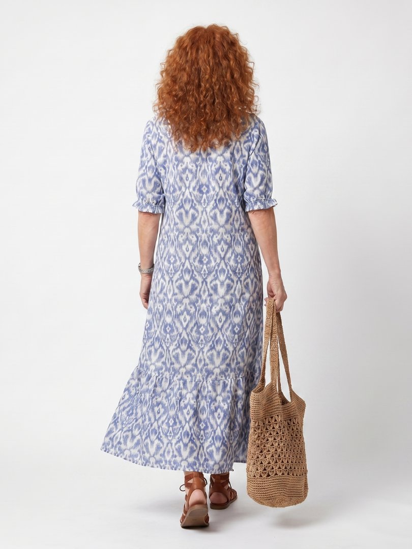 Ottoline | Tassel Tie Neck Printed Midi Dress Side