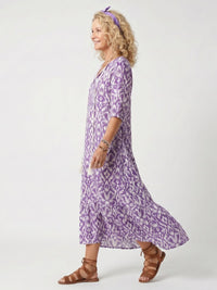Penelope | Printed Tassel Tie Midi Dress Front