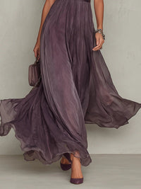 Purple Keyhole Neckline Chiffon Lace Trim Maxi Dress Back