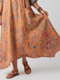 Remi | Notch Neck Printed Oversized Pocket Midi Dress Detail
