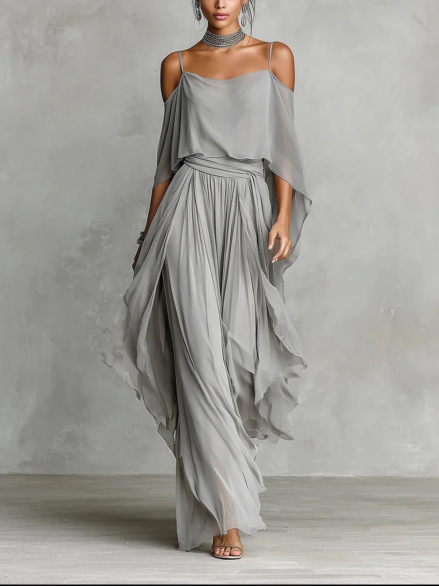 Renata | Gray Fluid Set with Strappy Top and Lightweight Pants Hero