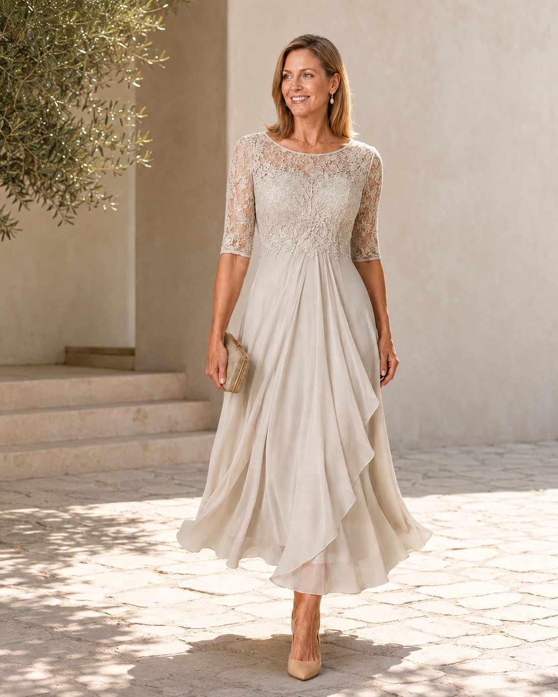 Rose – The Flattering Lace Midi Dress Back