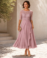 Rose – The Flattering Lace Midi Dress Front