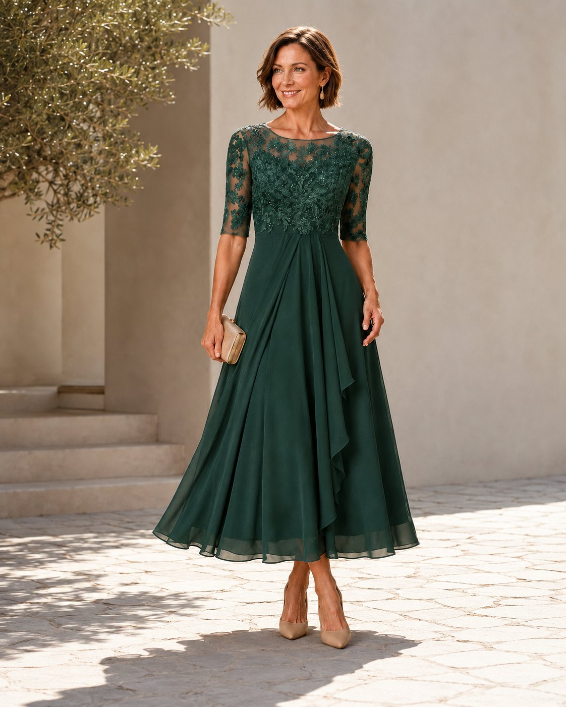 Rose – The Flattering Lace Midi Dress Side