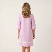 Sanina | Contrast-Trim Stripe V-Neck Cotton Shift Dress Back