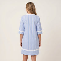 Sanina | Contrast-Trim Stripe V-Neck Cotton Shift Dress Side