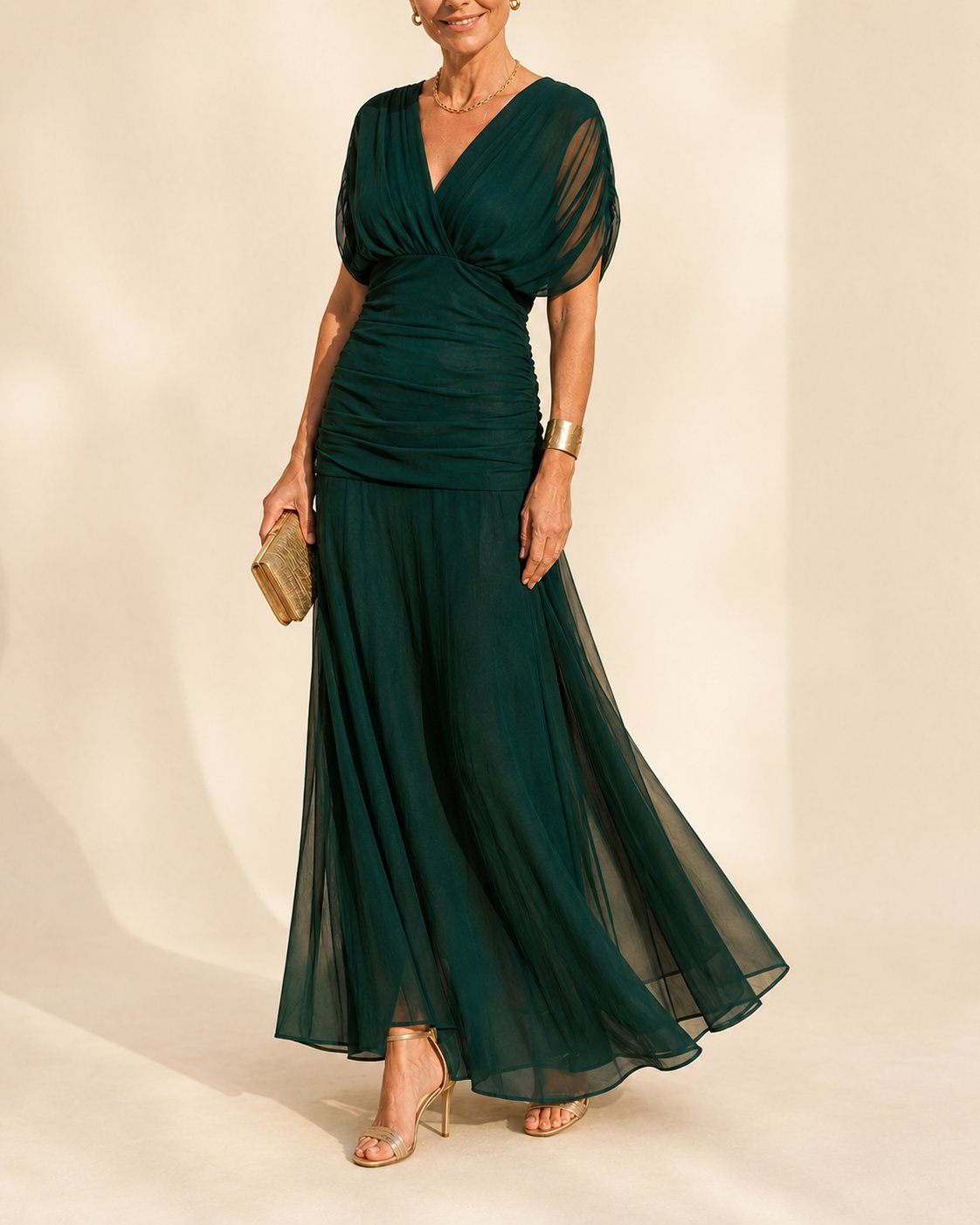 Seraphine | Ruched Flutter Midi Detail