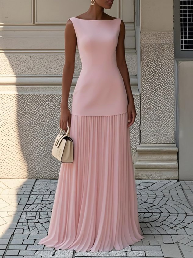 Shania™ Pleated Maxi Dress Front