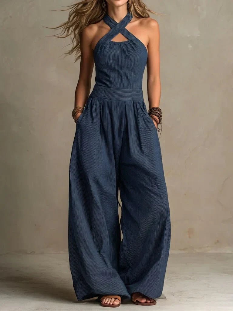 Sienna | Cross-Halter Jumpsuit Detail