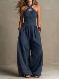 Sienna | Cross-Halter Jumpsuit Detail