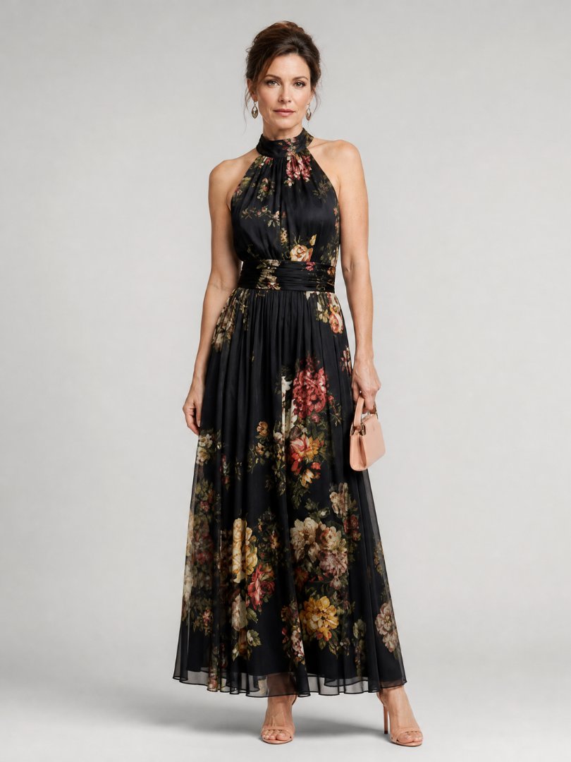 Sior | Floral Halter Neck Midi Dress Hero
