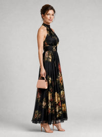 Sior | Floral Halter Neck Midi Dress Side