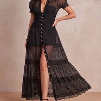 Sophia | Sheer Lace Maxi Dress for Women Back
