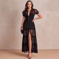 Sophia | Sheer Lace Maxi Dress for Women Detail