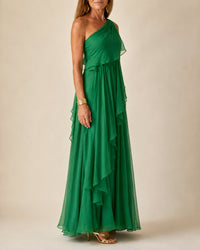 Talia | Cascading Ruffle Maxi Dress Front