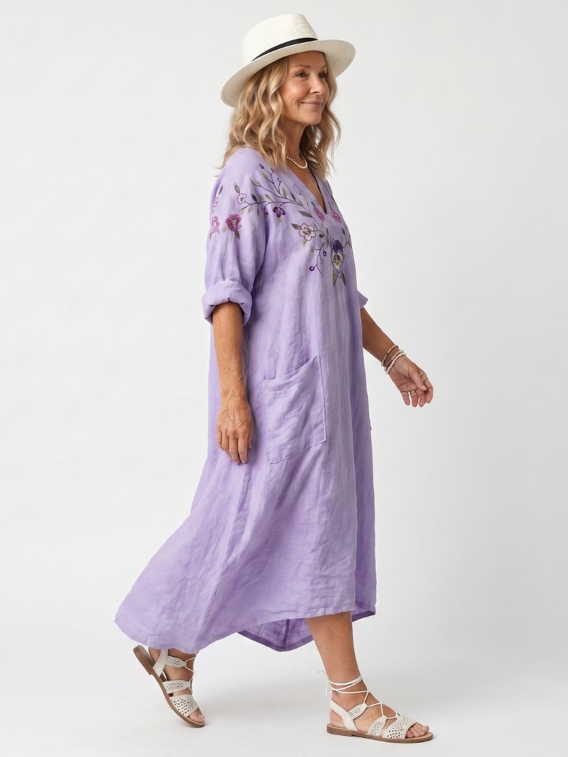Tavi | Floral Oversized Pocket Midi Dress Front