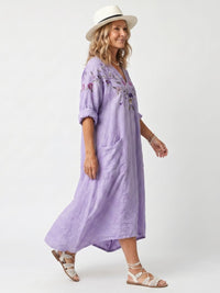 Tavi | Floral Oversized Pocket Midi Dress Front