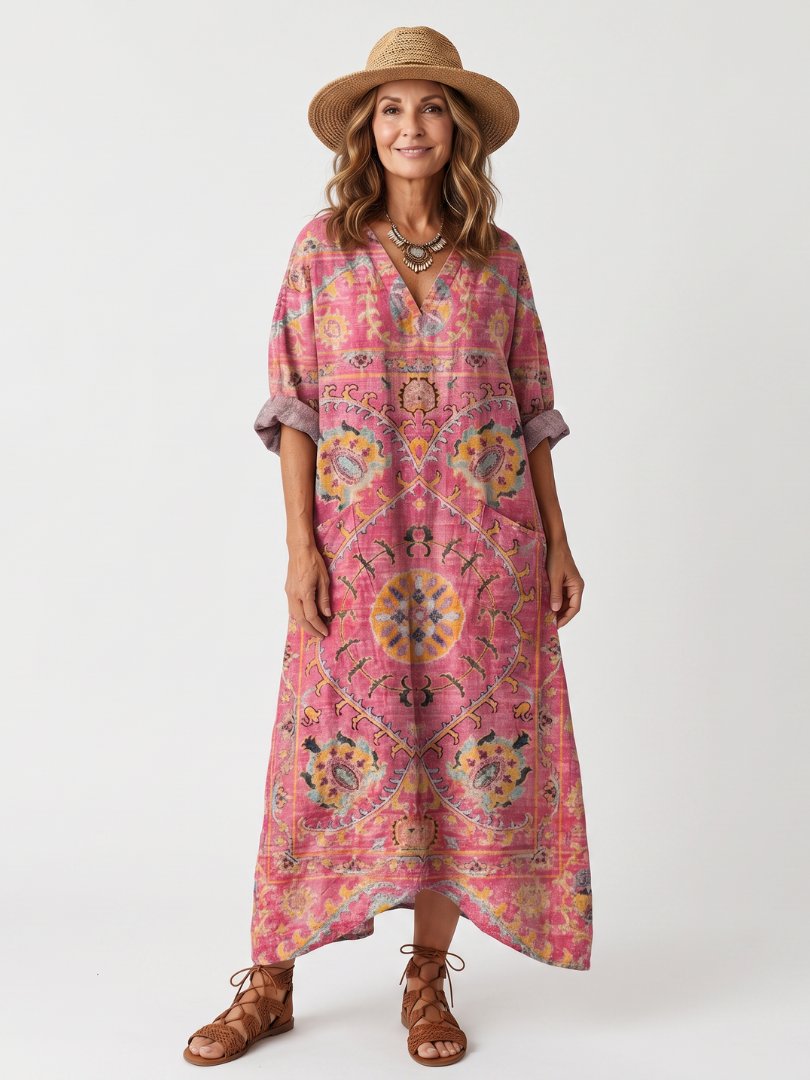 Tilda | Abstract Print Relaxed Pocket Midi Dress Hero