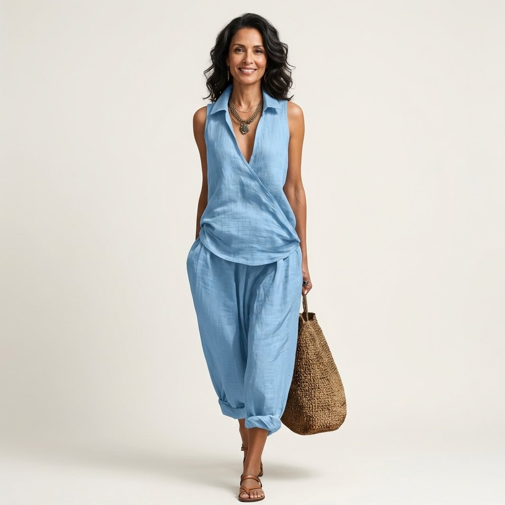 Twiila | Wrap-Top & Wide-Leg Set Back