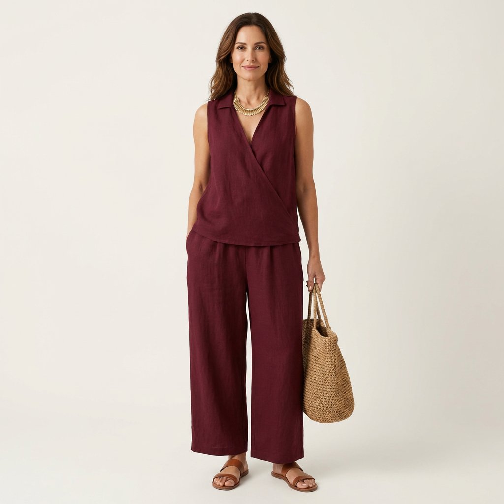 Twiila | Wrap-Top & Wide-Leg Set Detail