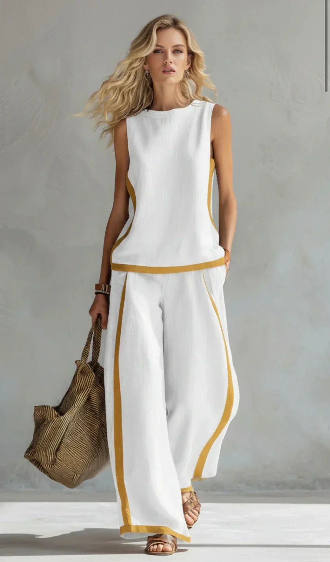 Ursula – Chic-casual vest and pants set with two-tone finishes Back