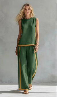 Ursula – Chic-casual vest and pants set with two-tone finishes Detail