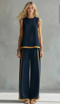 Ursula – Chic-casual vest and pants set with two-tone finishes Side