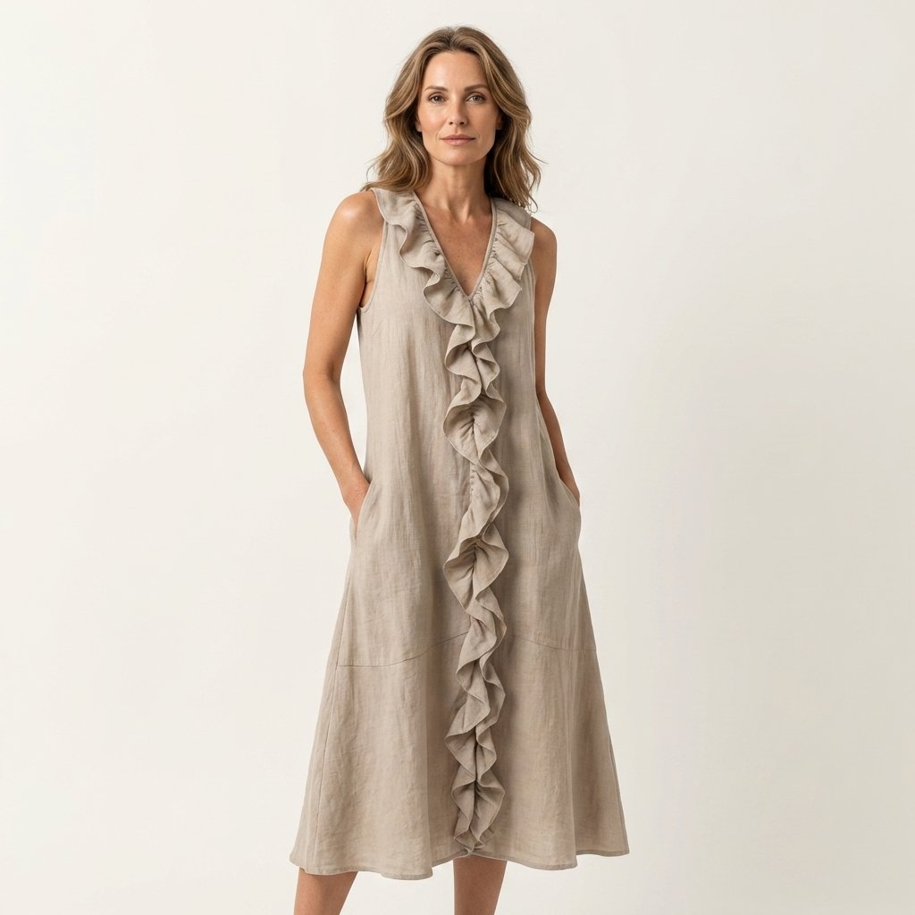 Vicky | Ruffle-Front V-Neck Sleeveless Maxi Dress Back