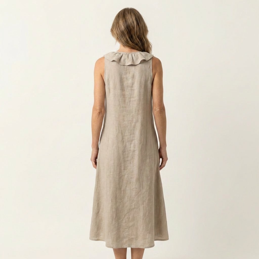 Vicky | Ruffle-Front V-Neck Sleeveless Maxi Dress Close Up