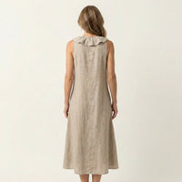 Vicky | Ruffle-Front V-Neck Sleeveless Maxi Dress Close Up