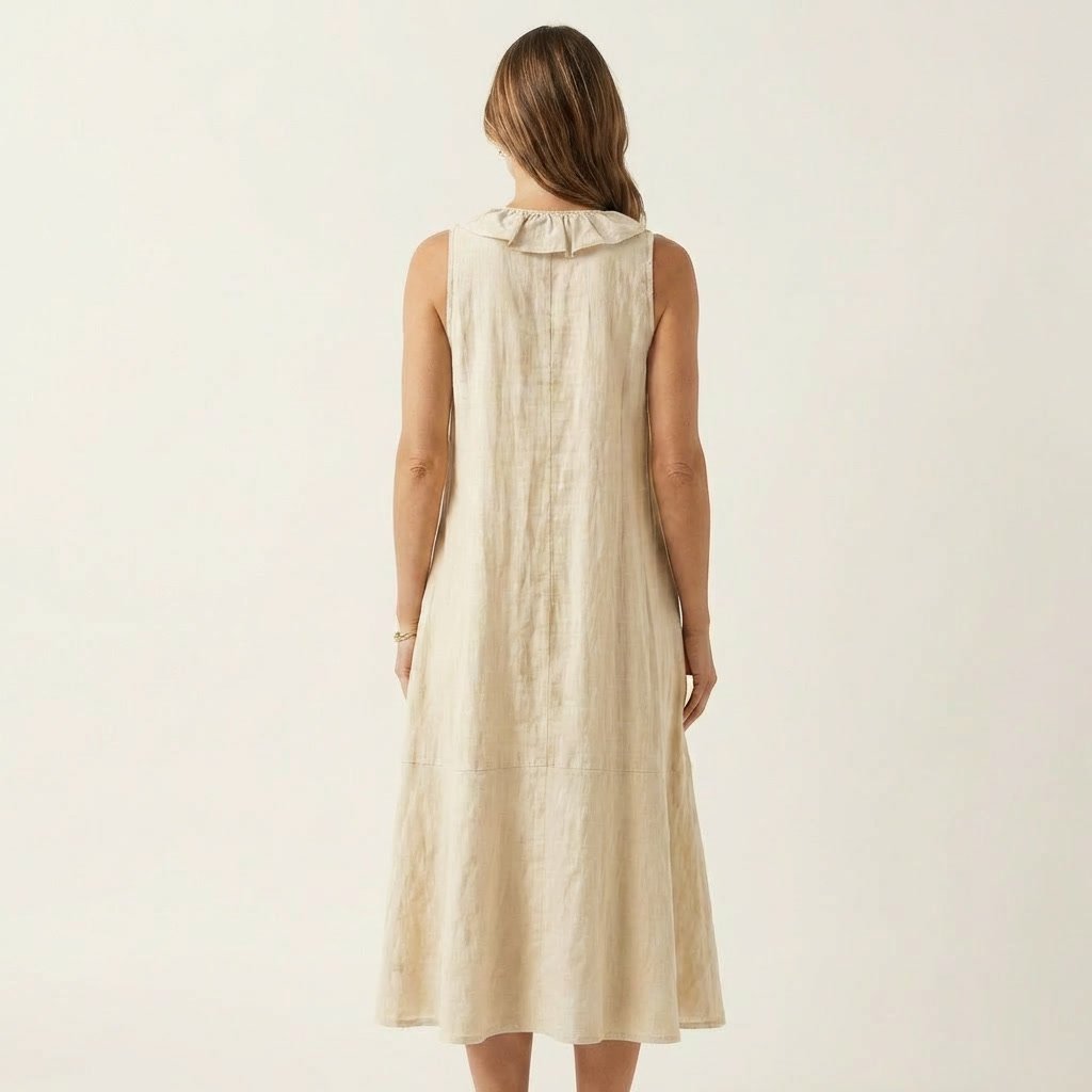 Vicky | Ruffle-Front V-Neck Sleeveless Maxi Dress Front