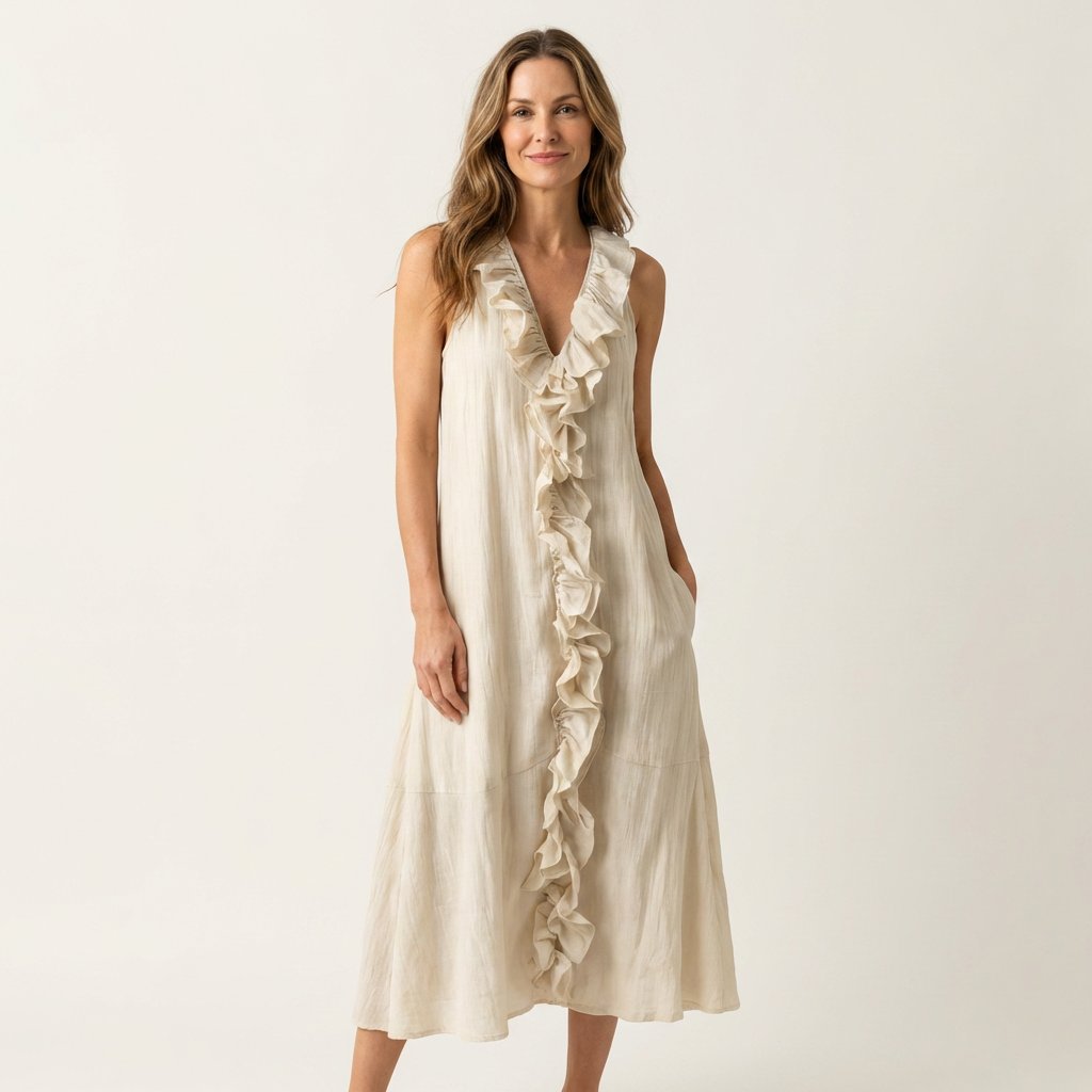 Vicky | Ruffle-Front V-Neck Sleeveless Maxi Dress Hero