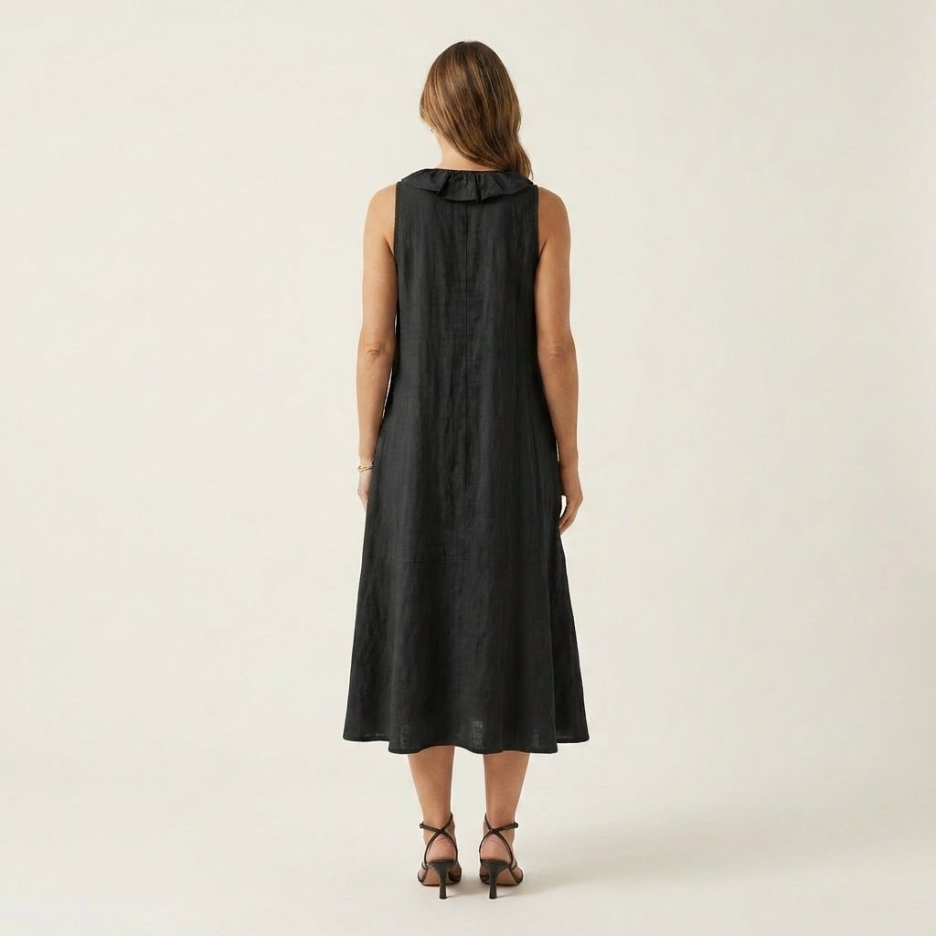 Vicky | Ruffle-Front V-Neck Sleeveless Maxi Dress Side