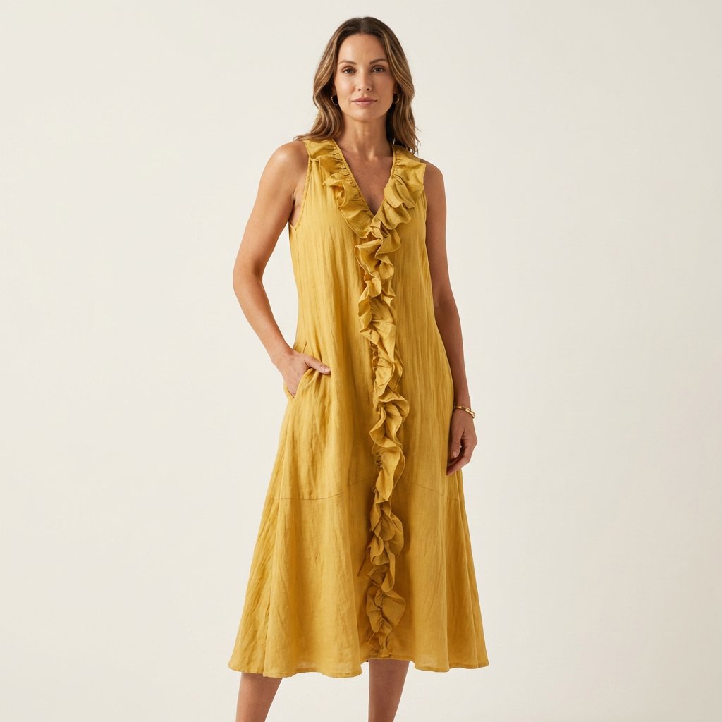 Vicky | Ruffle-Front V-Neck Sleeveless Maxi Dress View 11