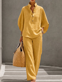 Vivian | Stand-Collar Two-Piece Set Close Up