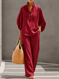 Vivian | Stand-Collar Two-Piece Set Lifestyle