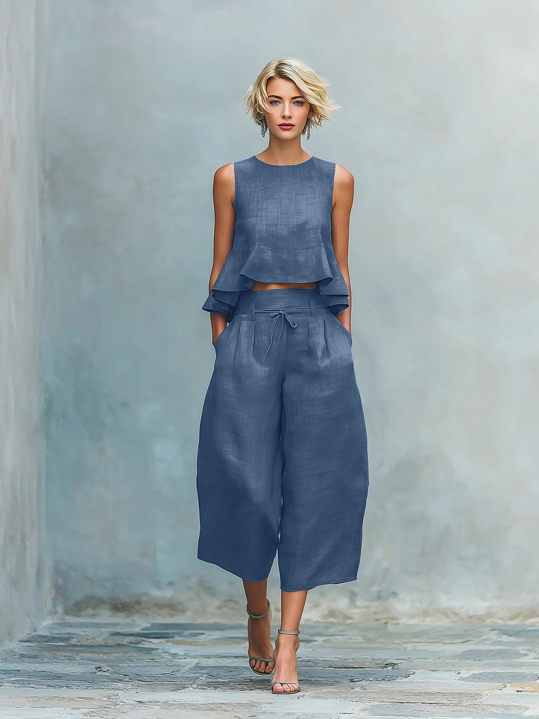 Women's Two-Piece Set with Ruffled Hem Hero