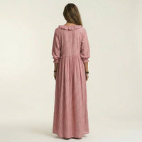 Yosetta | Ruffle V-Neck Striped Lantern-Sleeve Maxi Dress Angle