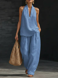 Zoe™ Sleeveless Set with Wide Pants Detail