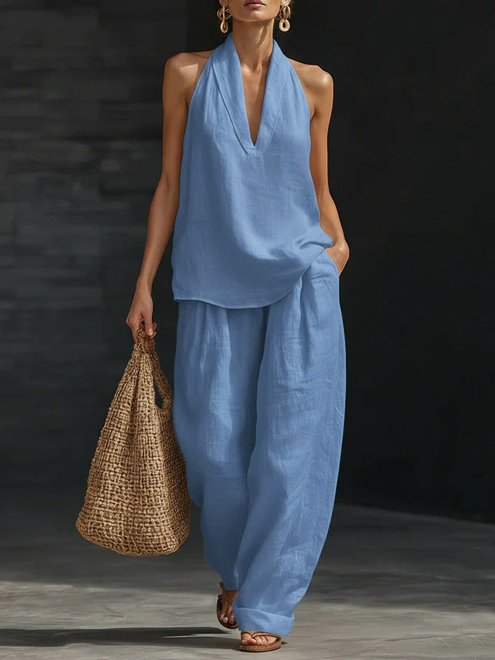 Zoe™ Sleeveless Set with Wide Pants Detail
