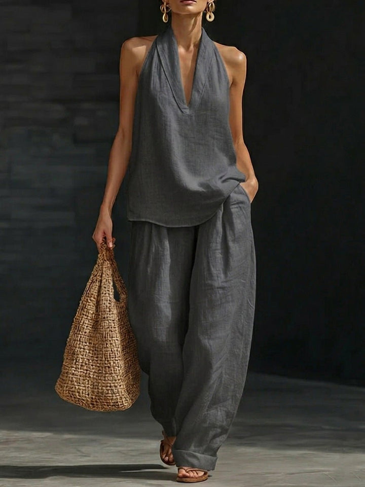 Zoe™ Sleeveless Set with Wide Pants Side
