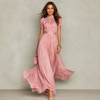 Zoey | Ruffle Neck Pleated Dress for Women Side